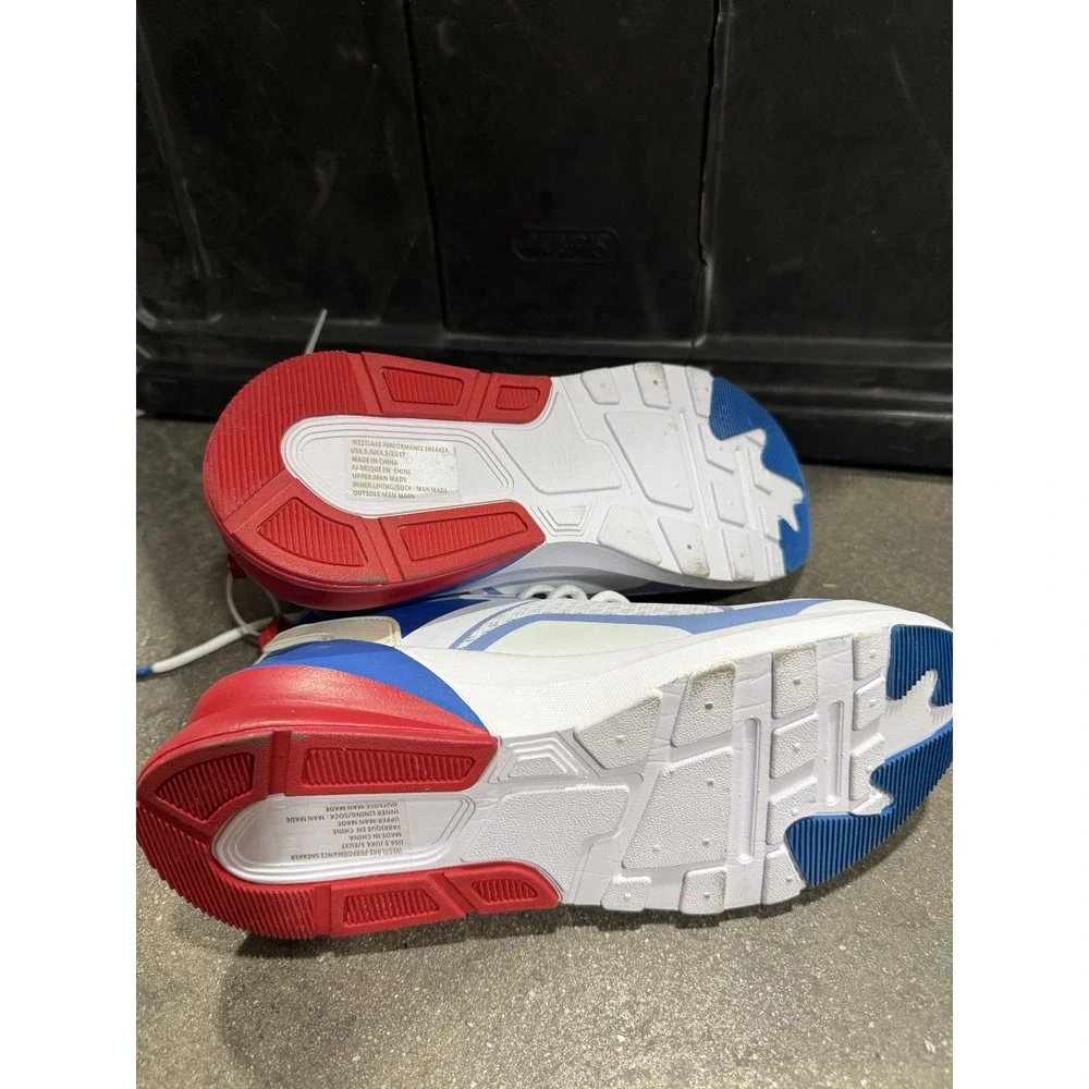 Fabletics Westlake Running Shoes Lace Up Athletic Sneakers Red White Blue Sz 6.5